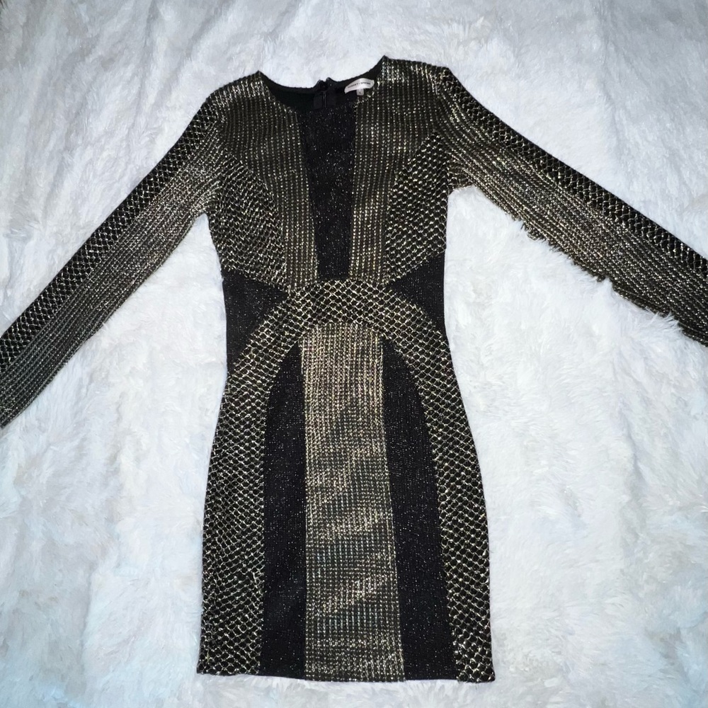 Sunset+Spring Long Sleeve Black and Gold Dress Size S